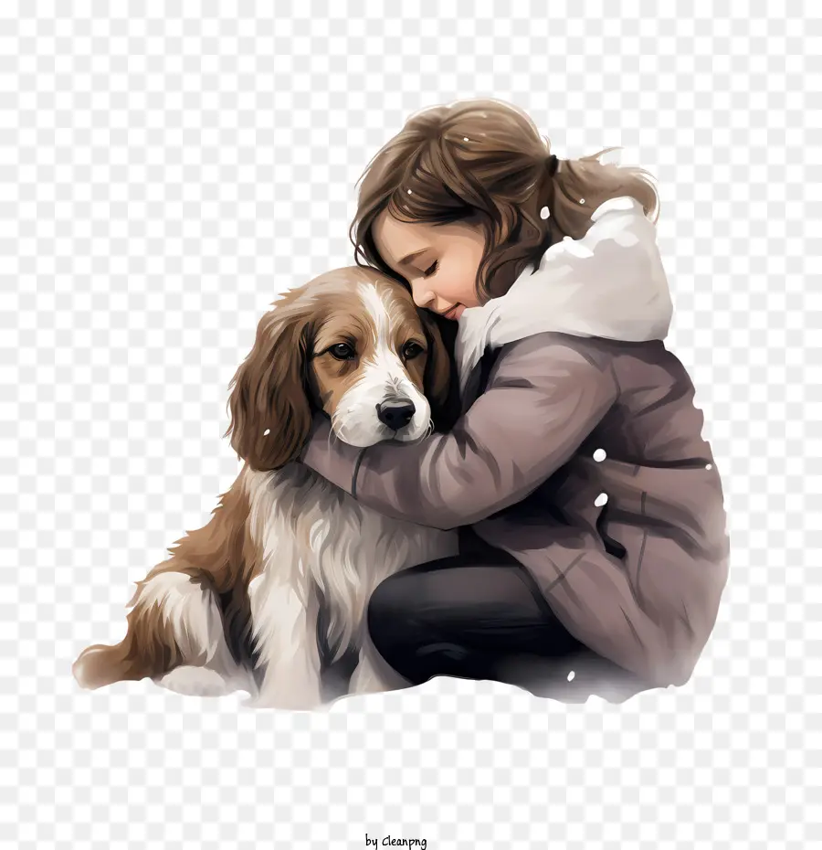 Hug của bạn ngày cô gái con chó con ôm con - 