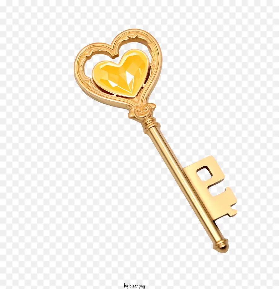 Golden Key Key Heart Gold Metall - 