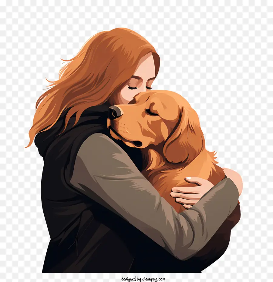 Hug của bạn ngày người phụ nữ ôm con chó con chó nâu - 