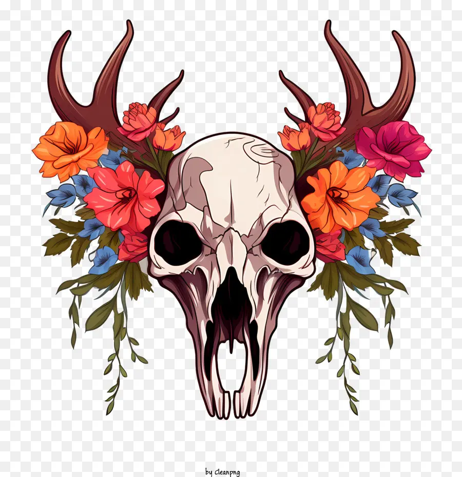 deer skull skull deer antlers flowers gothic