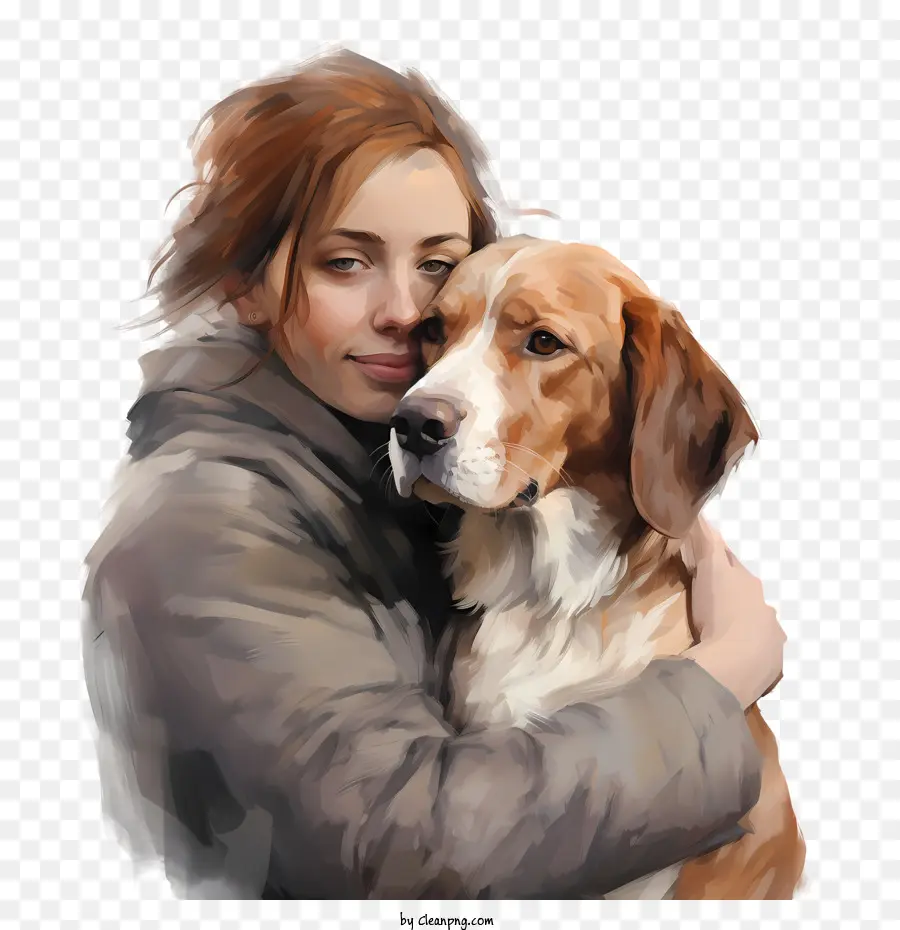 hug your hound day dog woman embrace coat