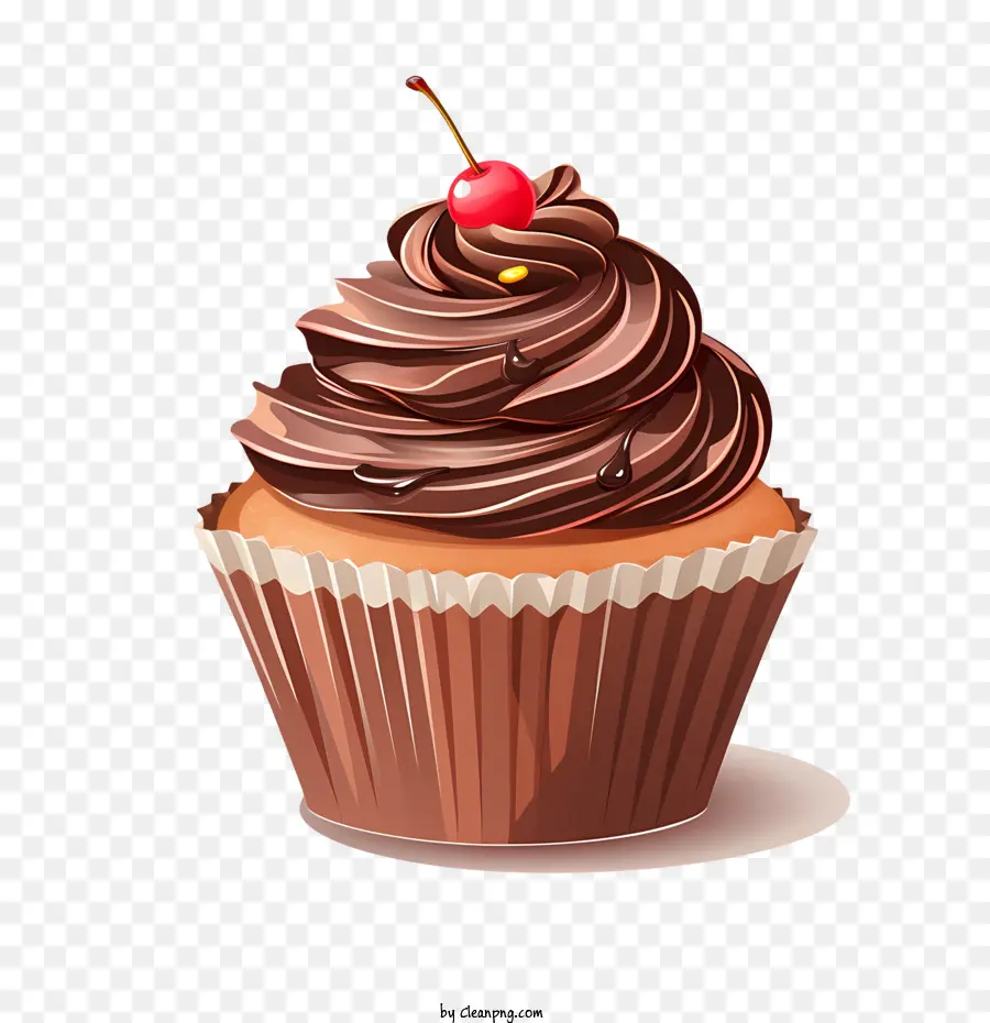 Schokoladen -Cupcake -Tag Schokoladen -Cupcake -Schokoladen -Zuckerguss Schokoladen -Kirsch -Schokoladen -Schokoladen -Dessert - 