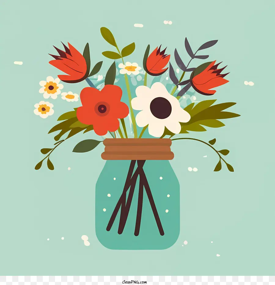 National Mason Jar Day Bouquet Vase Flowers Colorful - 