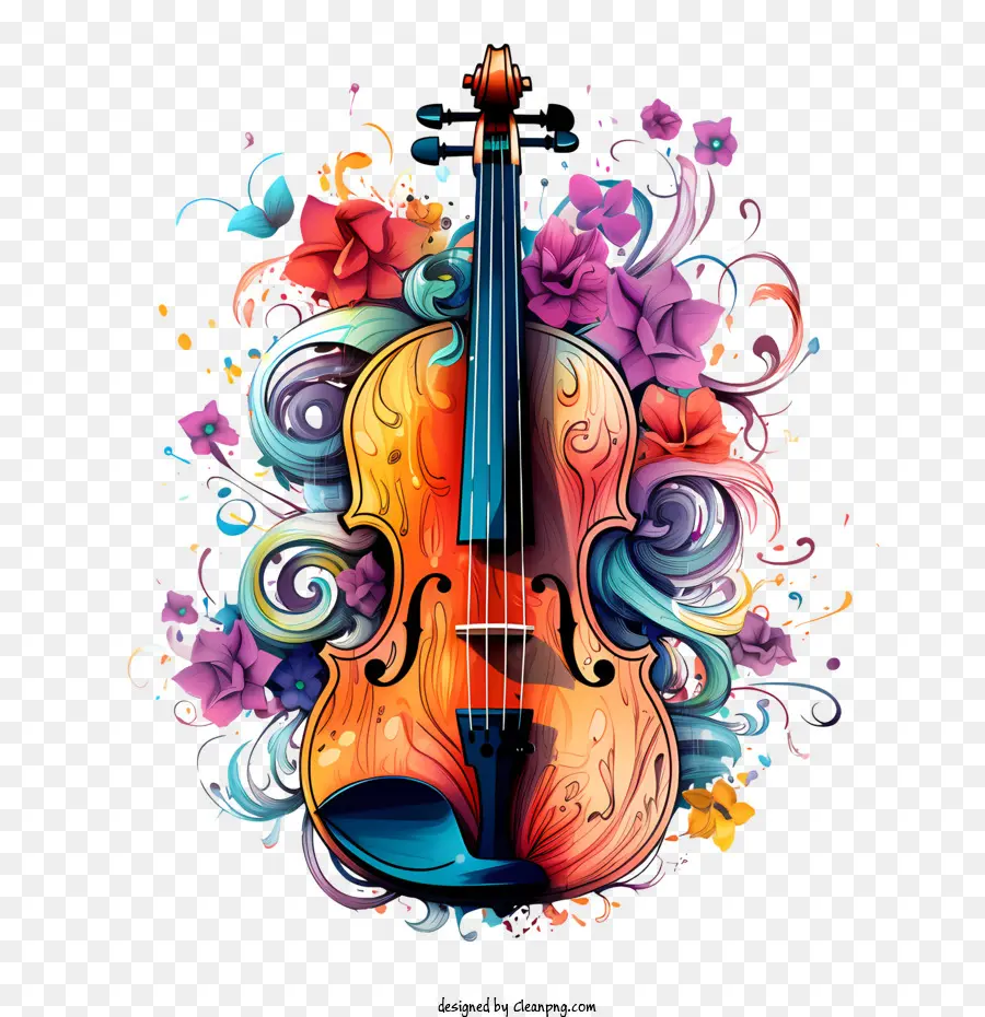 violino violino artistico colorato floreale - 