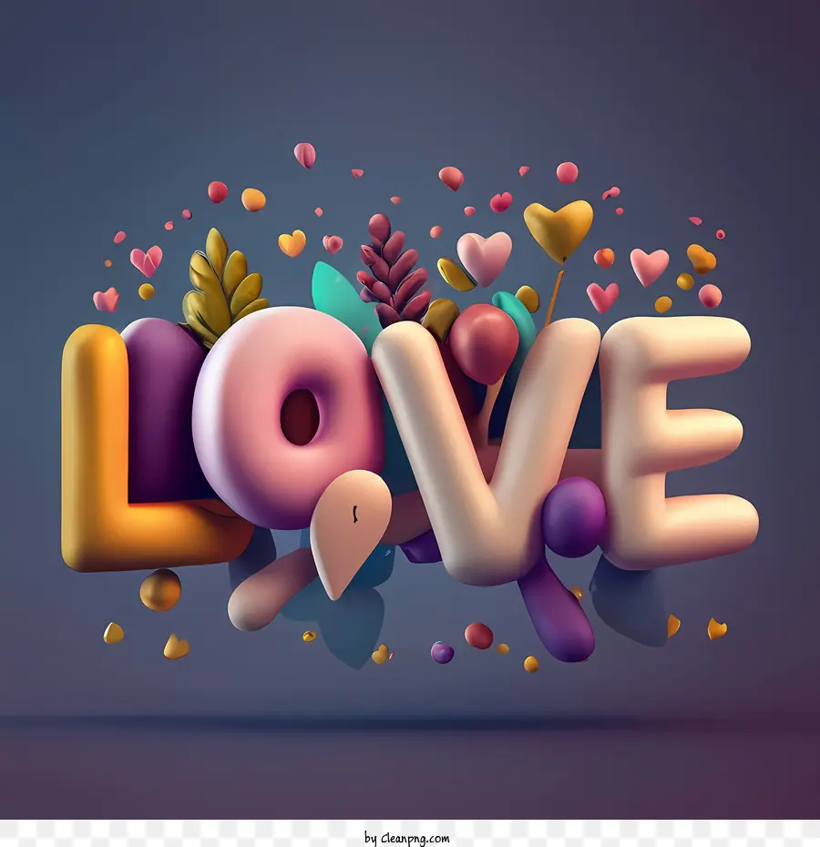 love love hearts flowers 3d