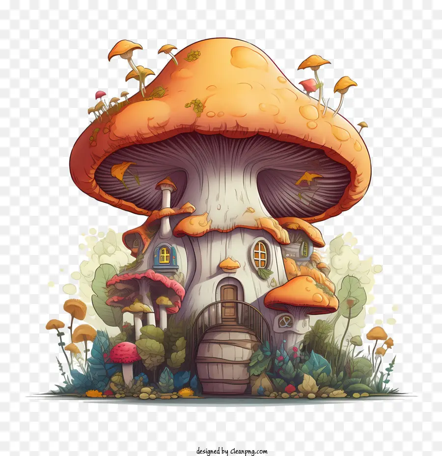 casa di funghi di funghi fantasia fantasiosi cartone animato - 