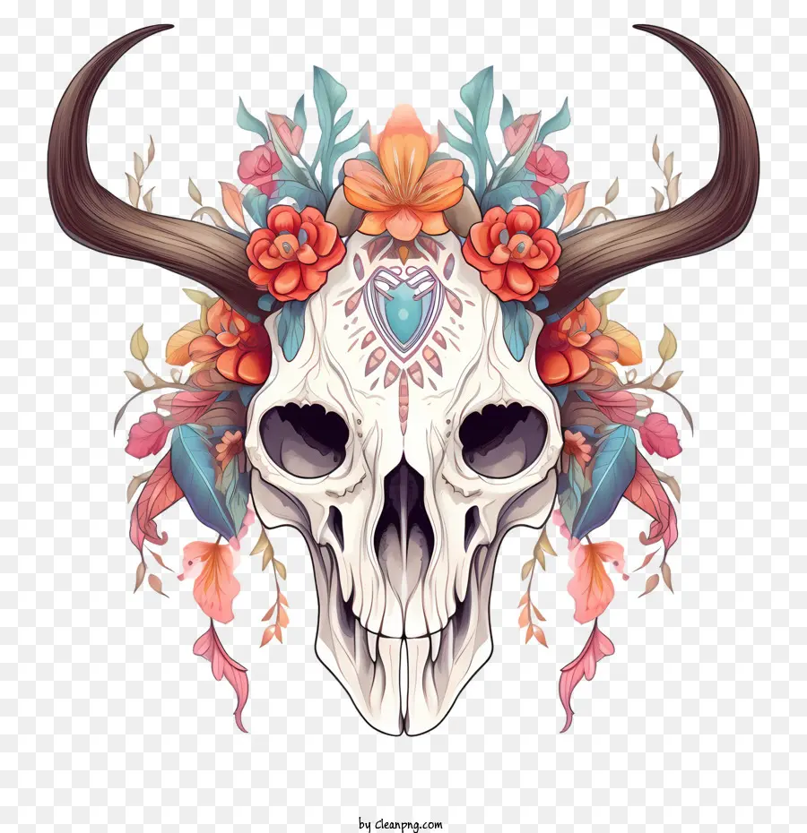 deer skull skull flowers horns head
