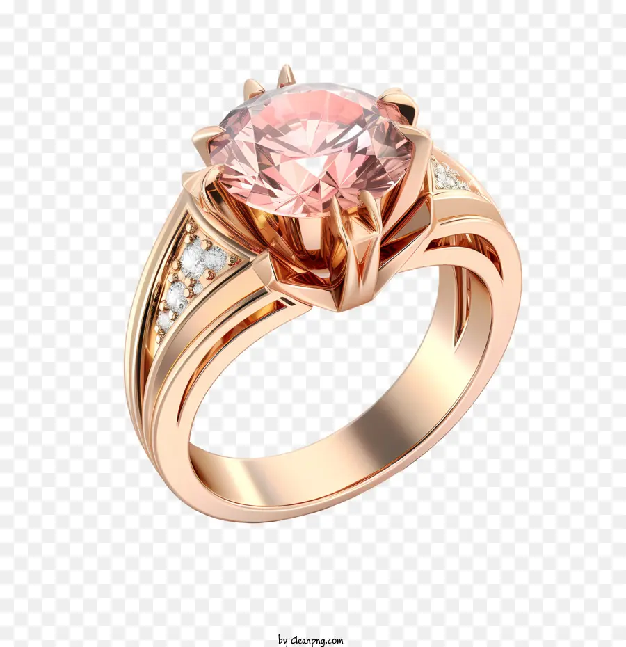 Diamantring Pink Diamond Ring Rosengolden Ring Diamant Verlobungsring Brautring - 