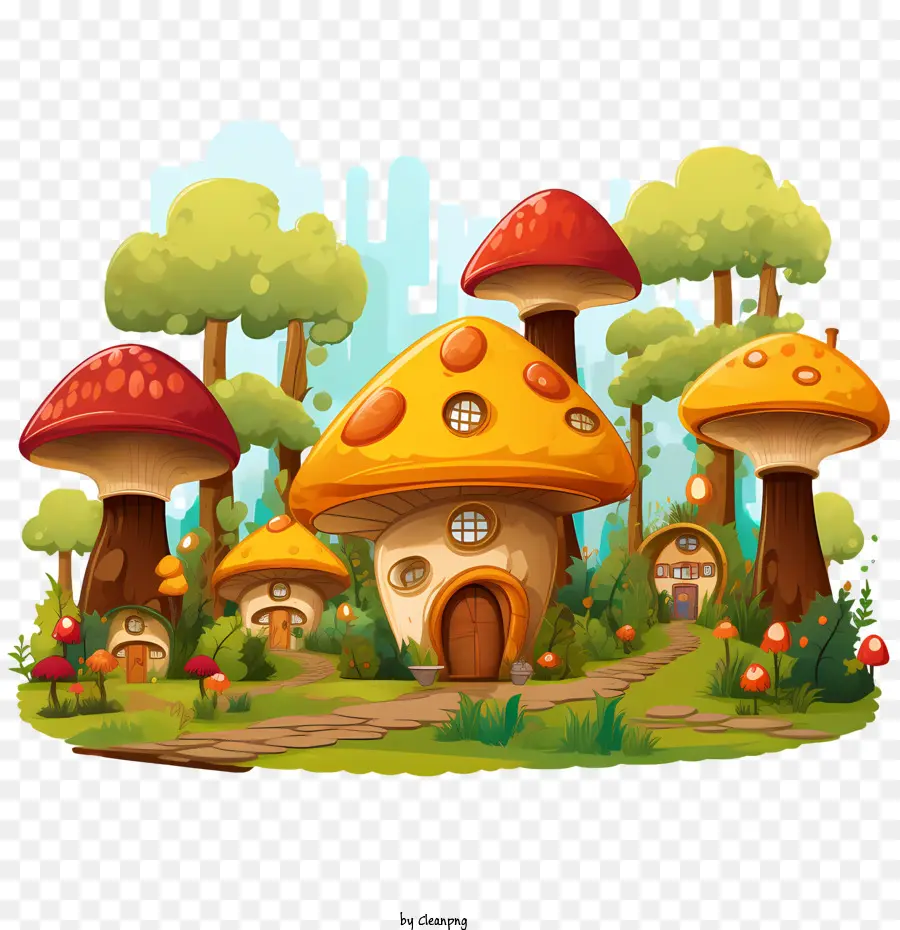 casa di funghi la casa di funghi illustrazione fantasia di cartone animato funghi illustrazioni stravaganti - 