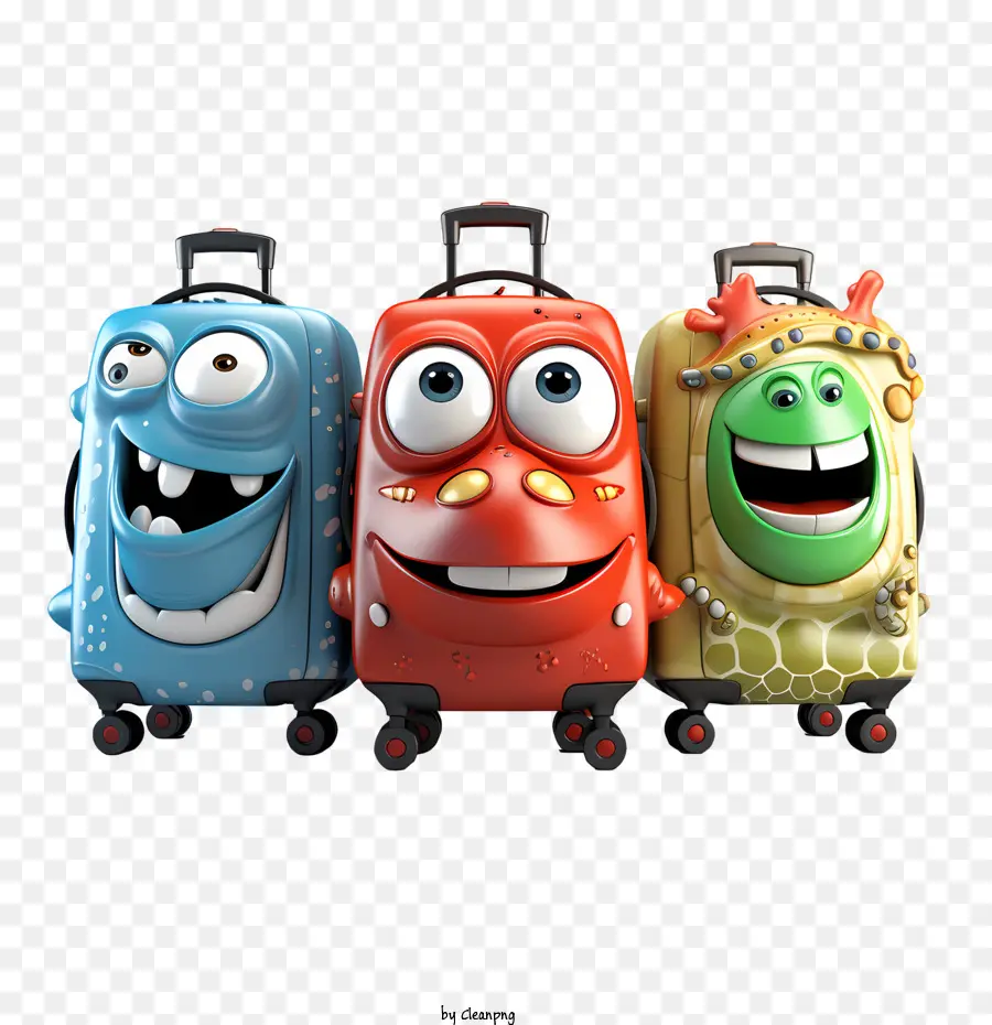 bagagli animati mostri di valigia sorridente - 