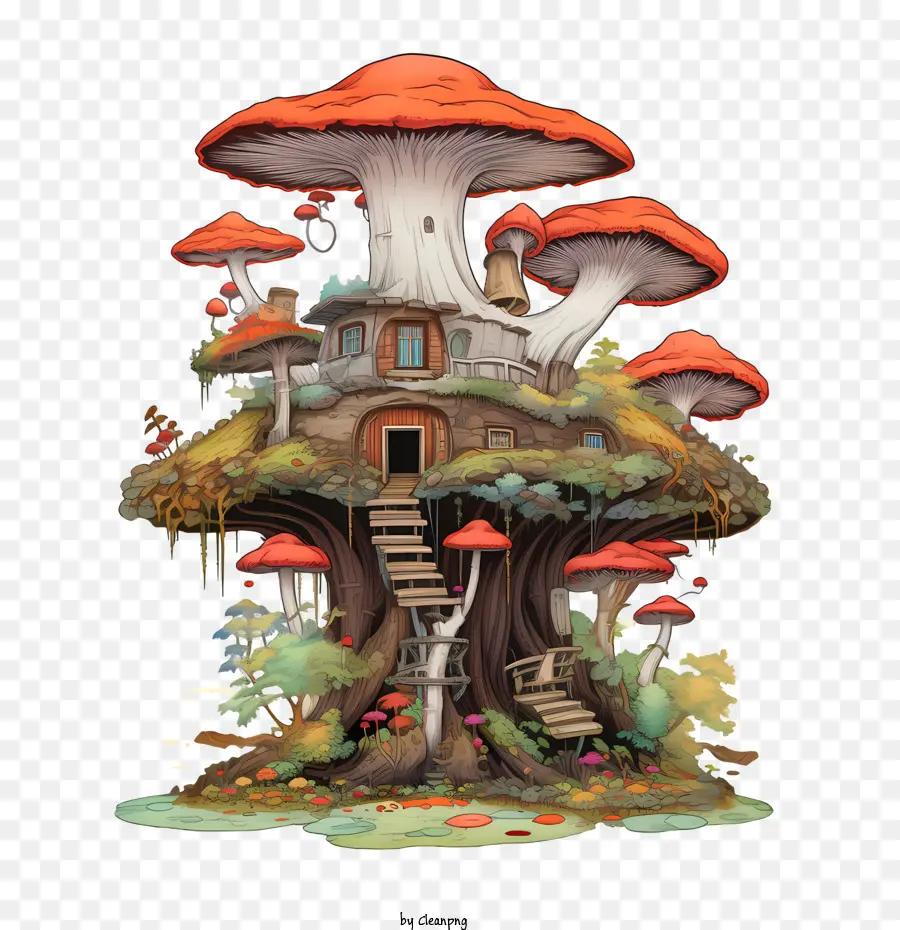 Fantasy della foresta di funghi di funghi per la casa di funghi - 