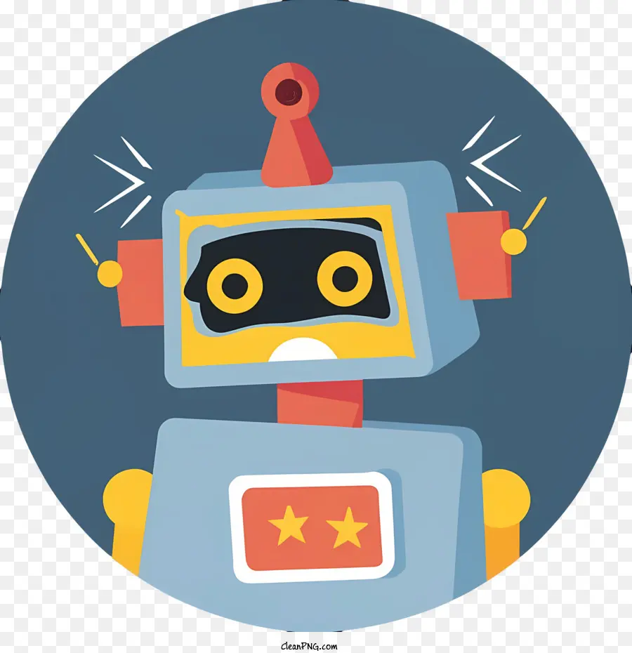 cartoon robot robot yellow round blue background