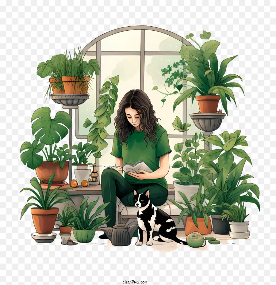 houseplant appreciation day plant book green cat