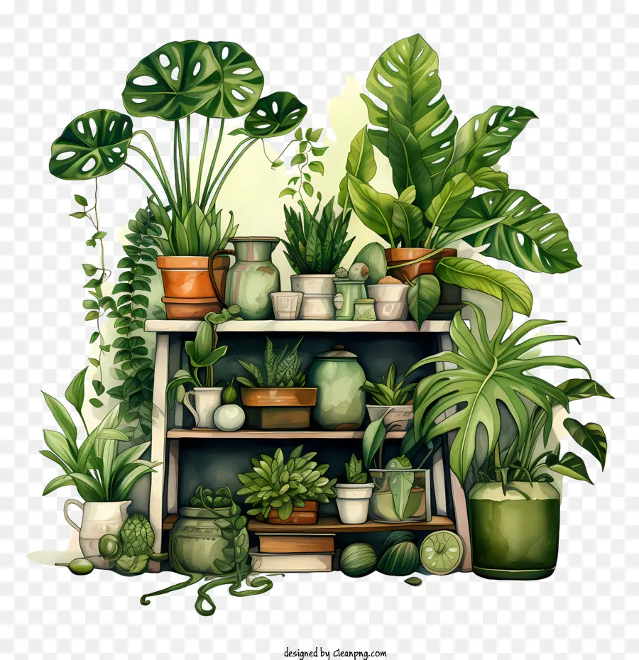 houseplant appreciation day plant plants watercolor shelf