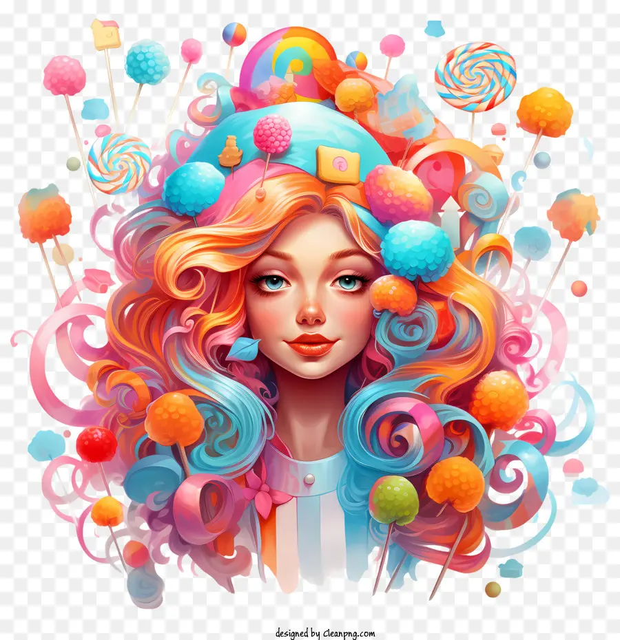candy day hair colorful candy woman