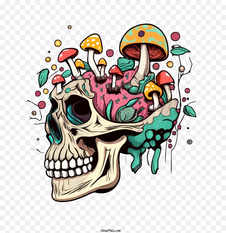 funghi cranio funghi inchiostro cranio psichedelico - 