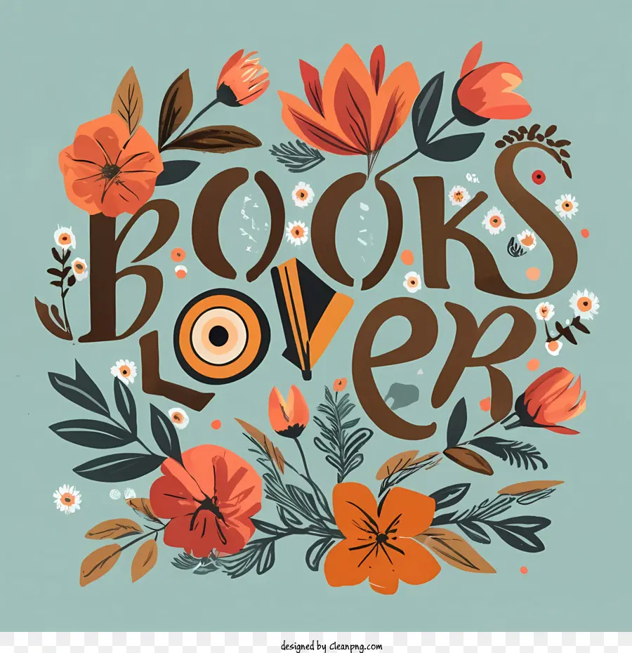 book lover books flowers typography floral