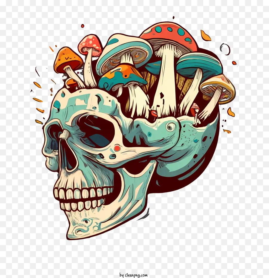Fungo cranio Fungo Mush Skull Psychedelic Mente - 