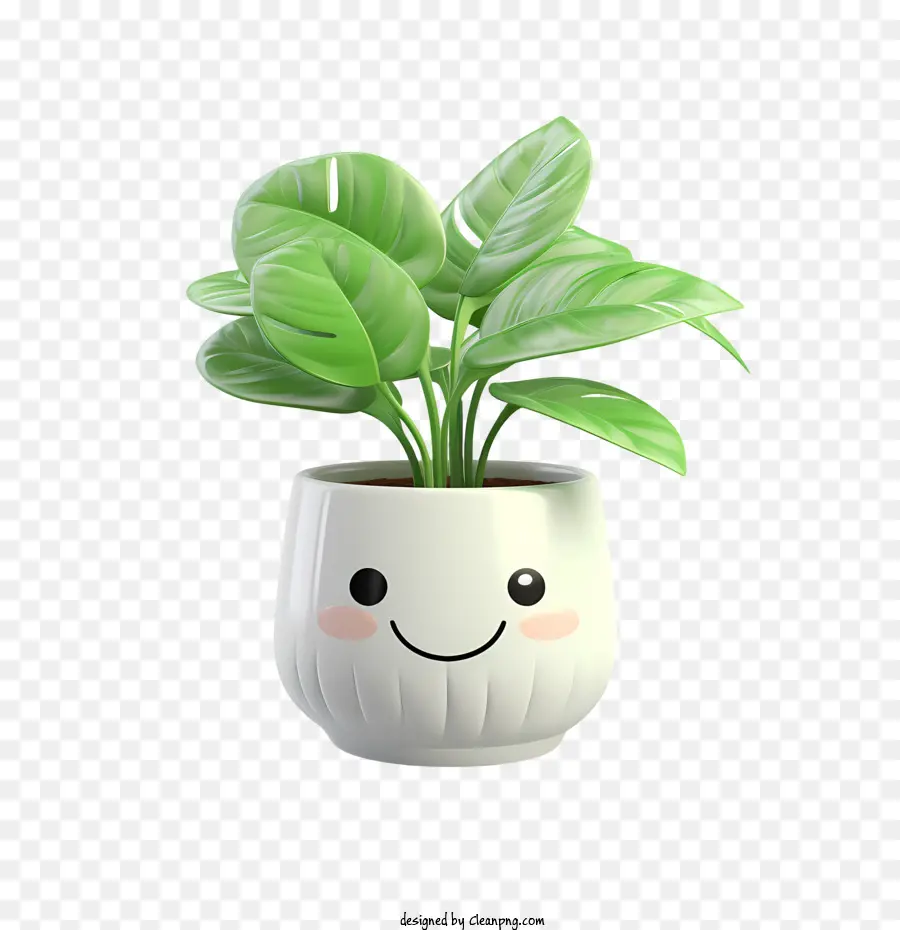houseplant appreciation day plant smiley white pot black background