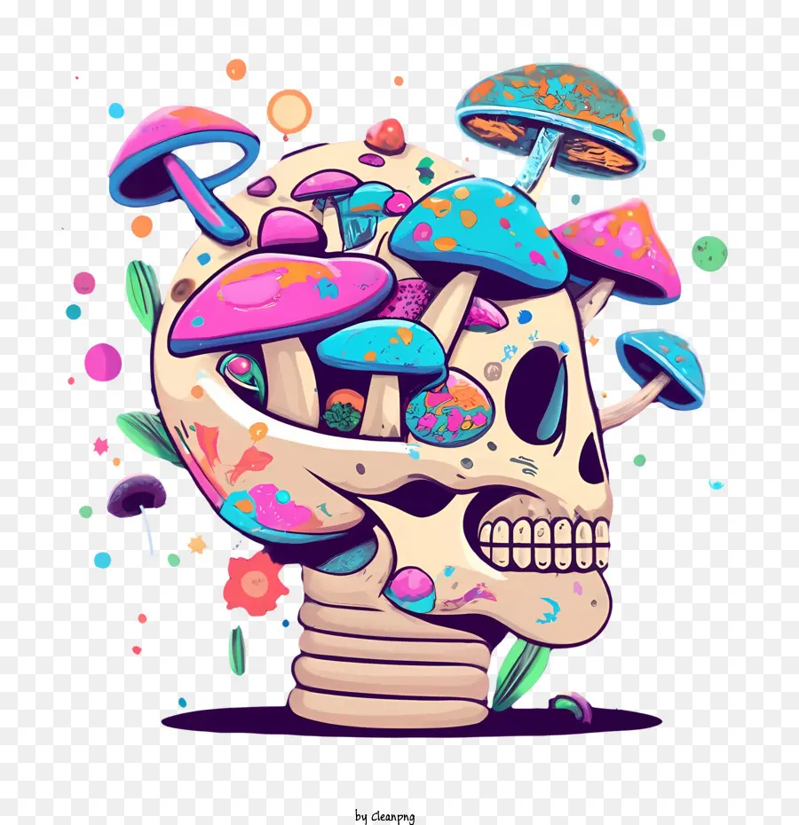 skull mushrooms mushroom mind psychedelic psychedelic art