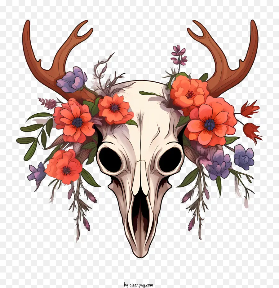 deer skull skull deer antlers flowers gothic
