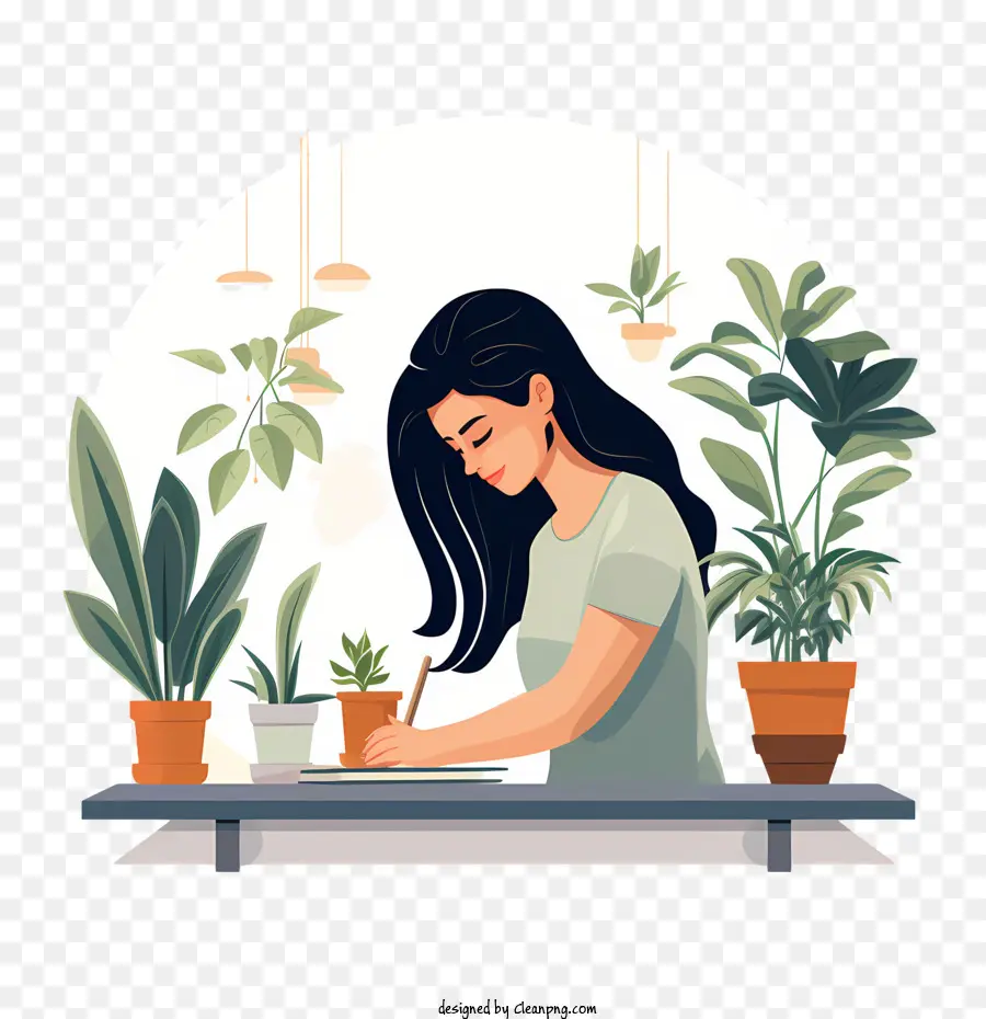 houseplant appreciation day woman plants office desk