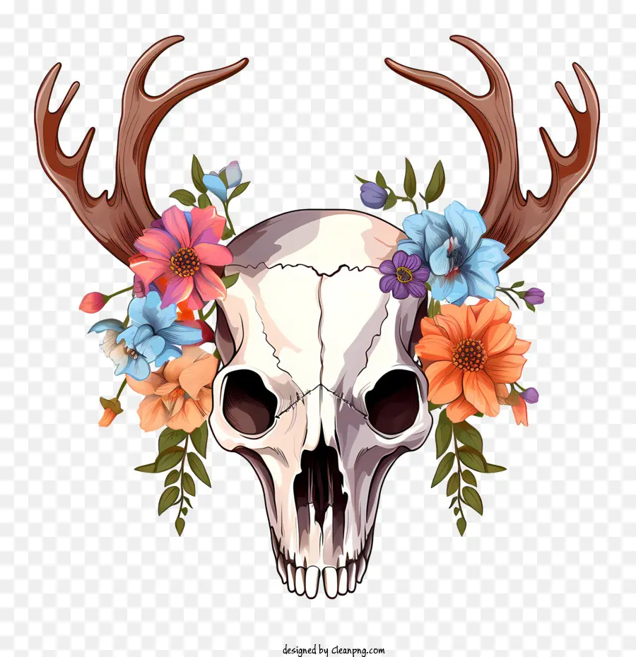 deer skull skull antlers flowers gothic