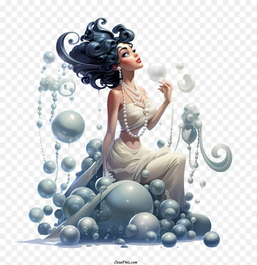 wear your pearls day woman bubbles dreamy fantasy