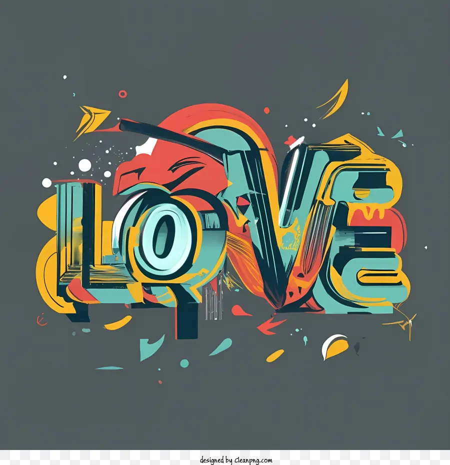 love word art love creativity typography colors