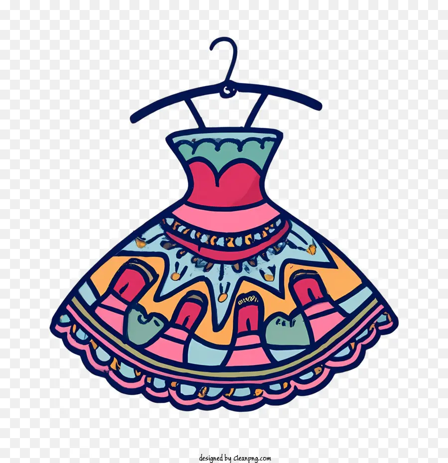 Cartoon -Kleid -Kleid farbenfrohe Muster Mode - 