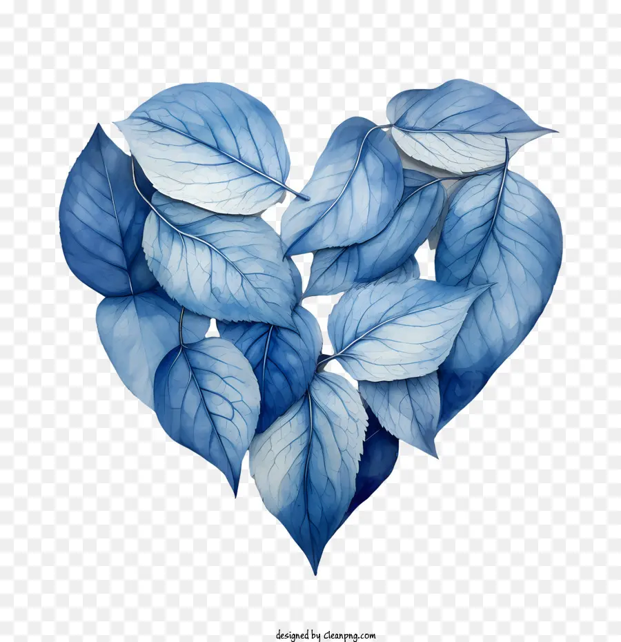 Blaue Blätter Blätter Herz Aquarell Blau - 