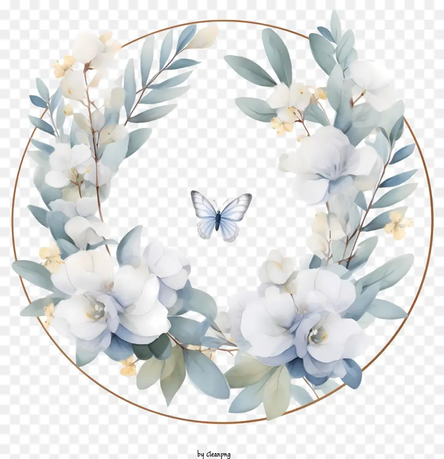 Bianco floreale blu floreale blu floreale di ghirlanda eucalipto - 