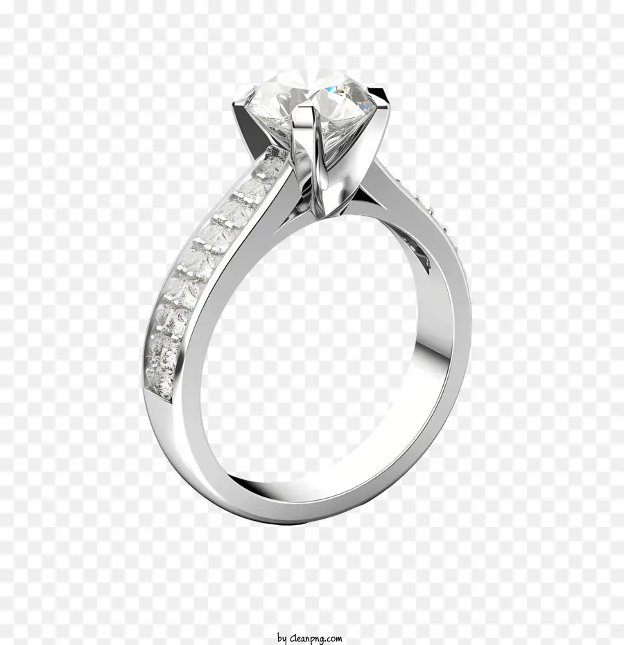 Diamantring -Verlobungsring Weiß Gold Diamond Channel Set - 