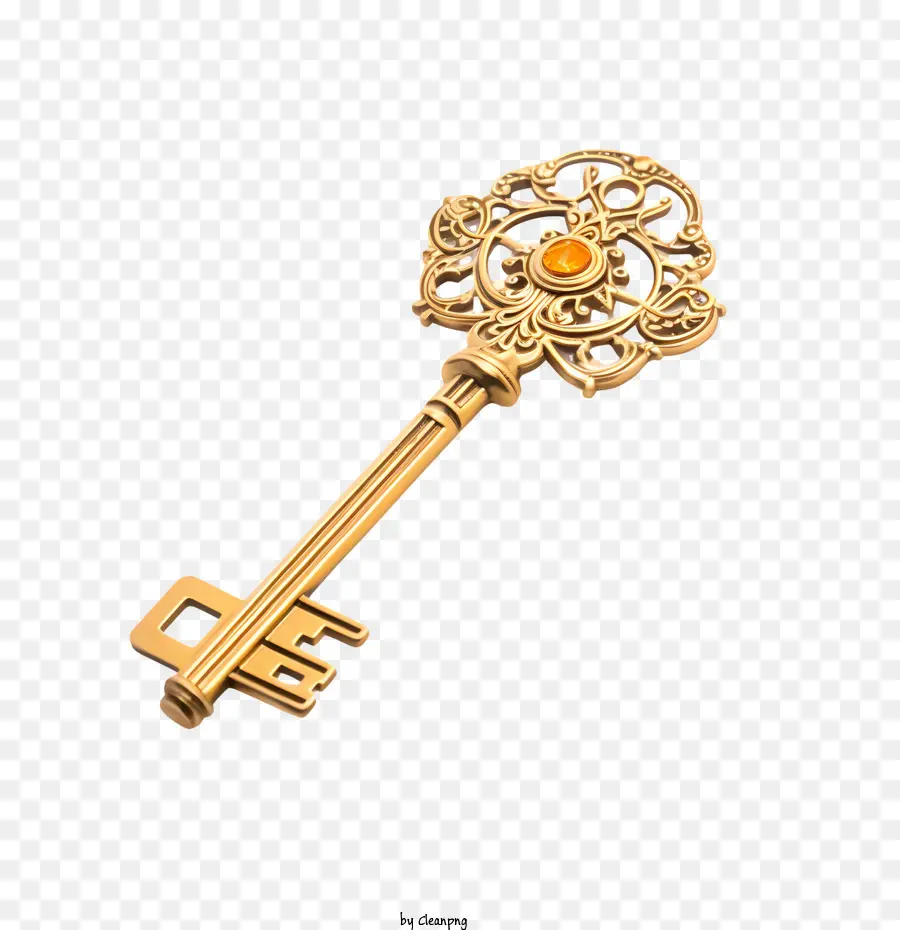 goldener Schlüsselschlüssel Golden komplizierter reich verziert - 