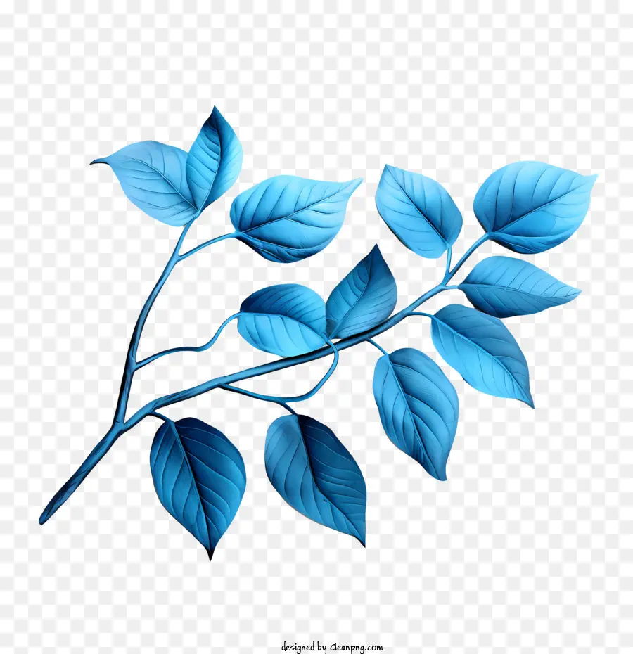 Blaue Blätter Zweigblätter Aquarell botanisch - 