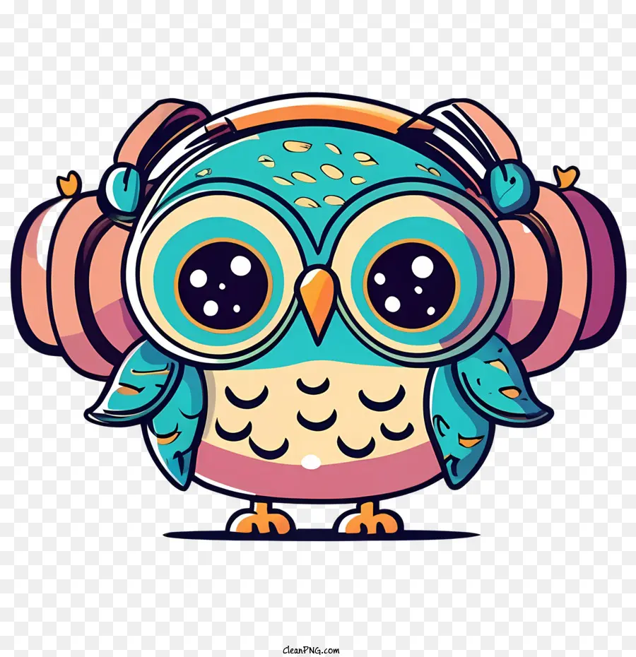 Owl đeo tai nghe dễ thương hoạt hình đáng yêu hài hước - 