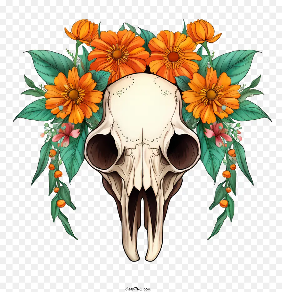 bull skull skull flowers wreath floral