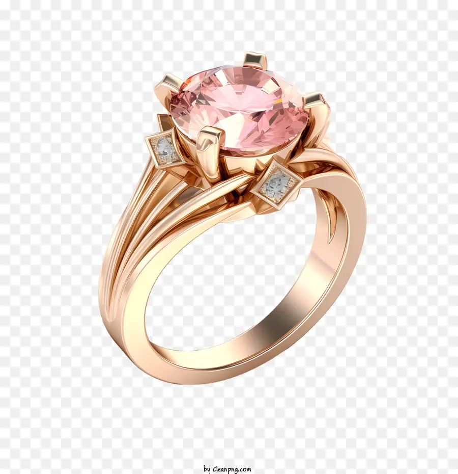 anello di diamanti in oro rosa diamanti design intricato elegante - 