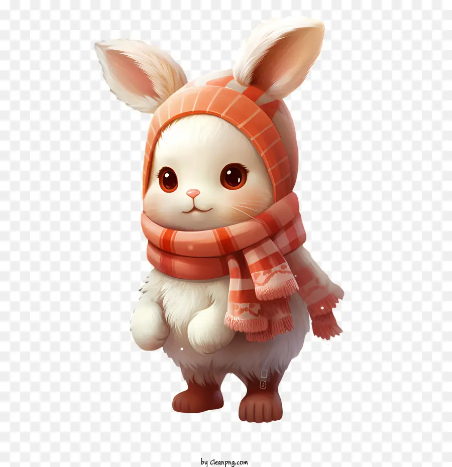 winter rabbit bunny cute fluffy cartoon
