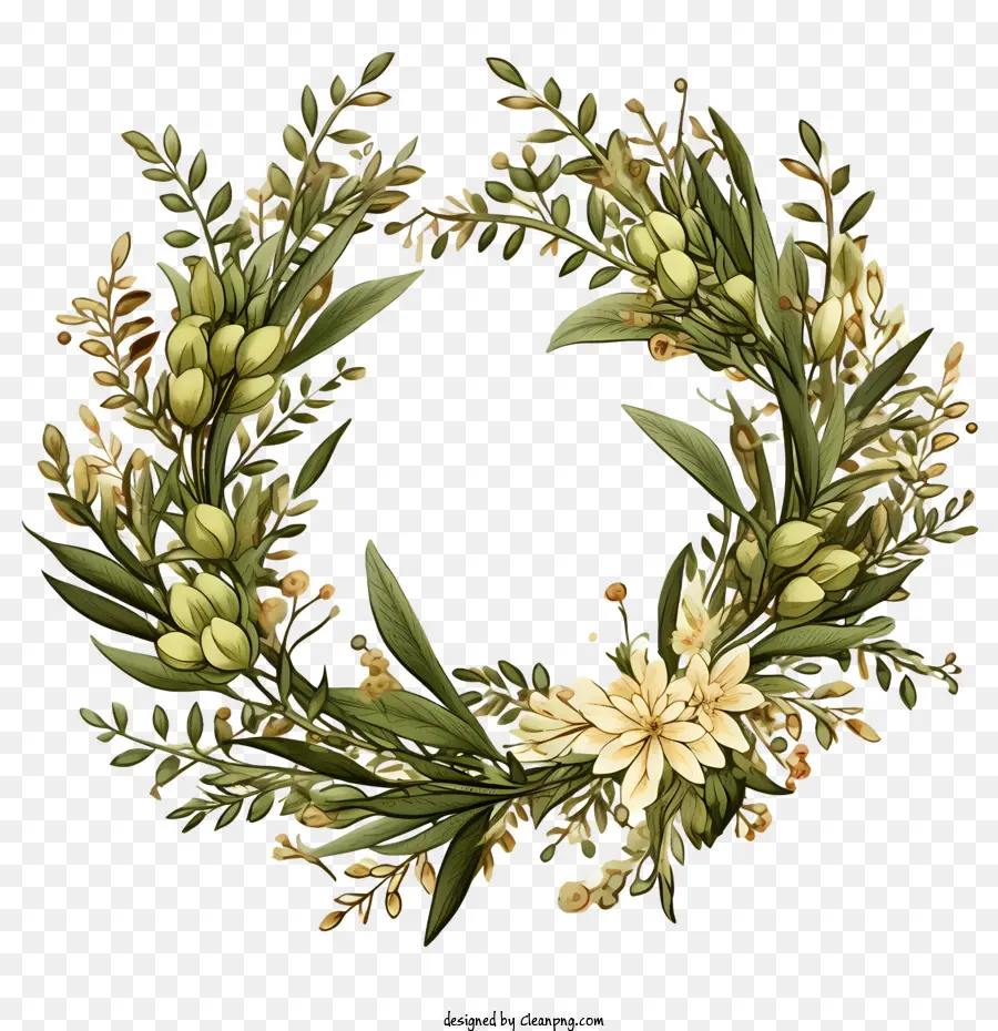 olive wreath floral wreath leaves flowers