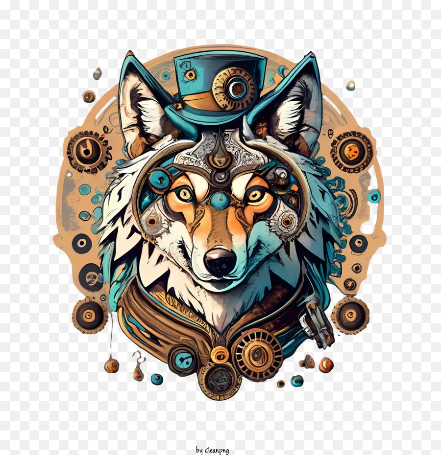 Wolf Head Steam Futuristic Industrial Wolf - 