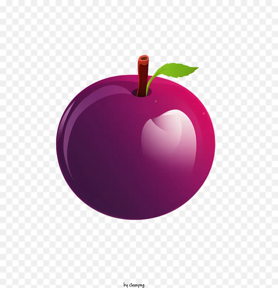 plum purple apple stem leaf