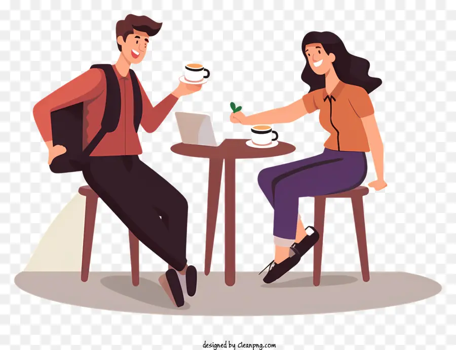caffè - Una coppia beve felicemente caffè insieme a un tavolo