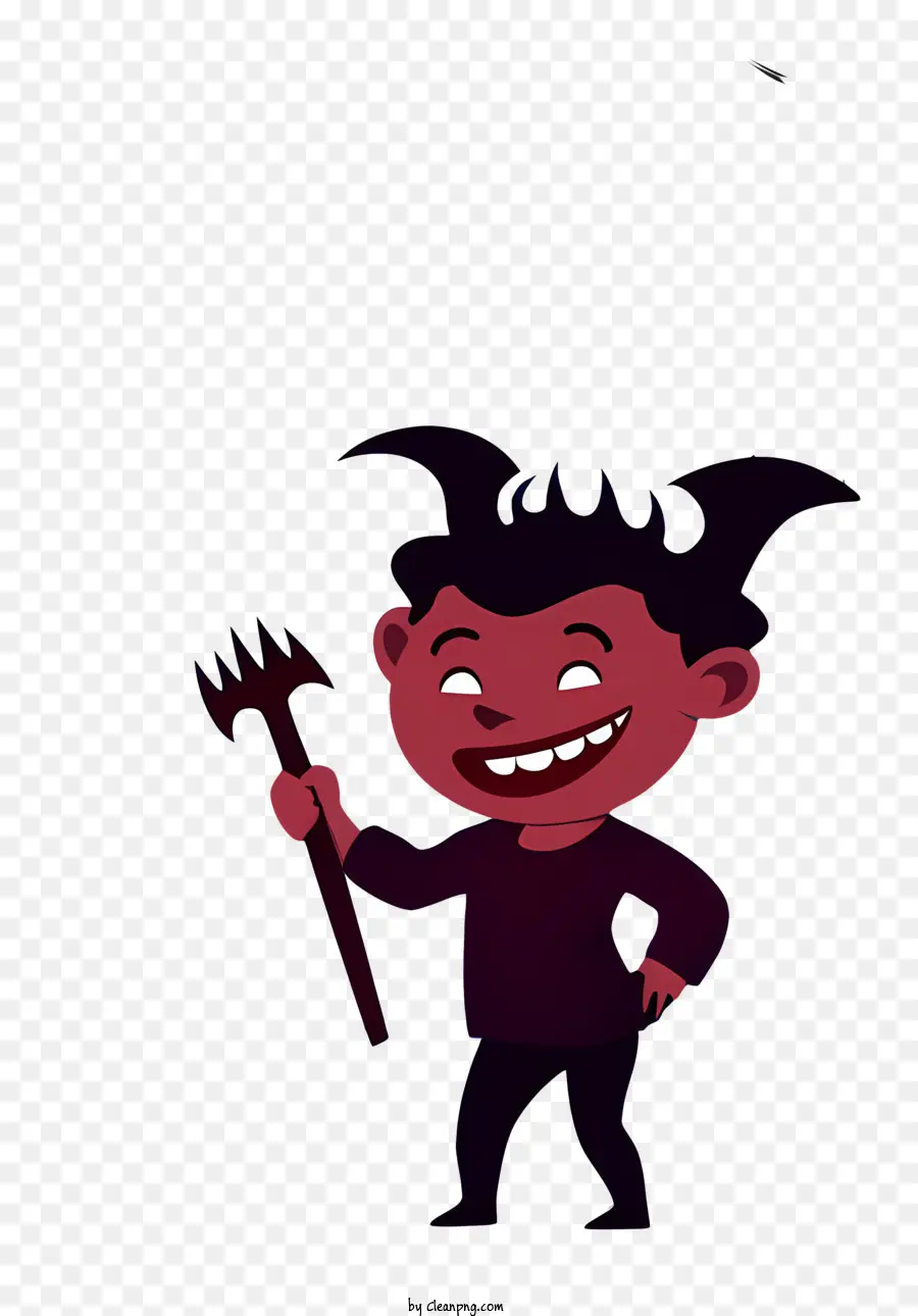 Halloween Zeichentrickfigur - Karikaturistische dämonische Figur mit Messer, schwarz, im Halloween -Stil trägt
