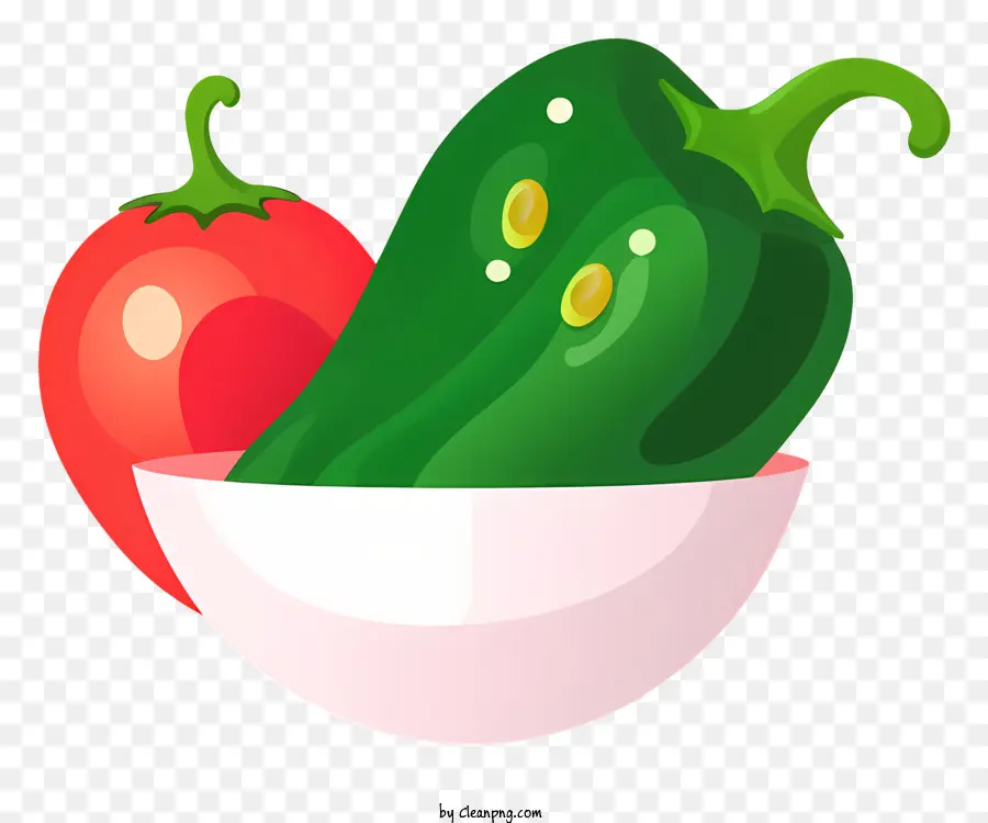 gesunde Ernährung - Bild der Schüssel mit grünen und roten Paprika auf schwarzem Hintergrund