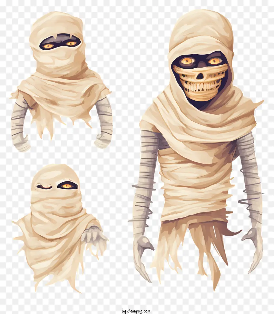mummy bandages headcloth eye patch skeletal appearance