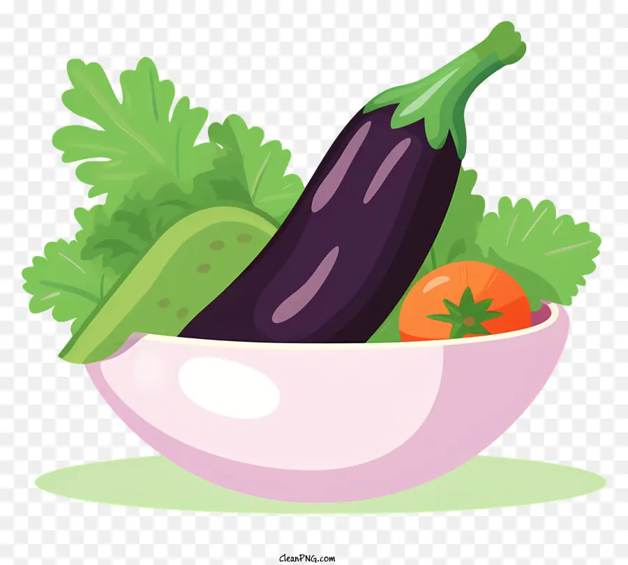 cà chua - Hình ảnh của một bát rau với cà tím màu tím và cà chua