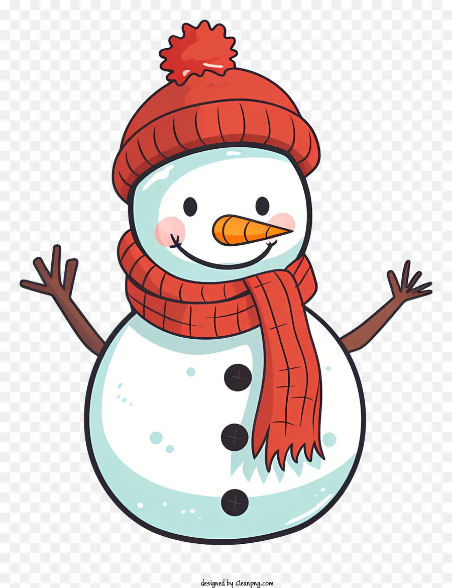 Schneemann - Glücklicher Schneemann mit Red Hat und Schal