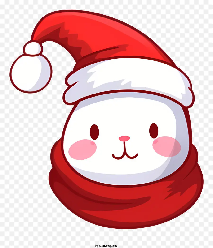 santa Hut - Zeichentrickfigur mit rotem Schal und Weihnachtsmütze lächelte glücklich