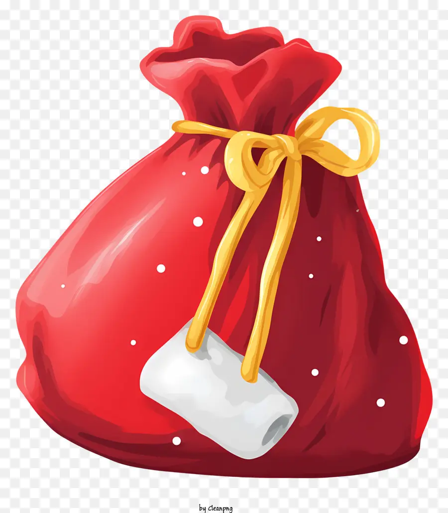 món quà tag - Túi quà màu đỏ với ruy băng vàng và thẻ